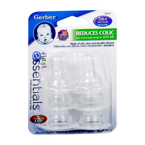 Gerber First Essentials Reduces Colic Fast Flow BPA Free Silicone Nipple, 6 Ea Gerber First Essentials Reduces Colic Fast Flow BPA Free Silicone Nipple, 6 Ea