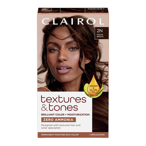 Clairol Textures and Tones Hair Color 2N Mocha Brown Moisturizing Mask Detangle and Strengthening Hair 1Ea