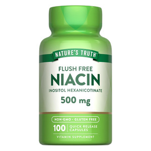 Natures Truth Flush Free Niacin Inositol Hexanicotinate 500mg Capsules Support Heart Health 100Ea