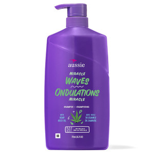 Aussie Miracle Waves Anti Frizz Shampoo with Hemp Seed Oil for Wavy Hair Paraben Free 26.2Oz (778ml)