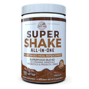 Country Farms All in One Super Shake Powder Chocolate for Nutrition and Energy Support 12.48Oz (354g)