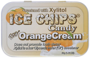 Ice Chips Candy Tin Orange Cream Sweetened with Xylitol Candy 1.76Oz (50g)