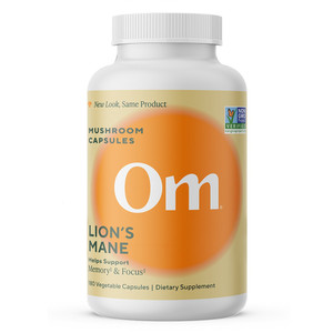 Om Lions Mane Mushroom Vegetarian Capsules Support Memory and Focus 180Ea