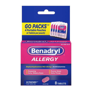 Benadryl Allergy Diphenhydramine UltraTab Antihistamine Tablet - 8 Ea