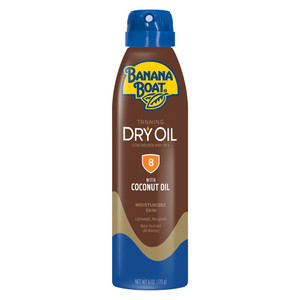 Banana Boat Tanning Dry Oil with Coconut Oil SPF 8 Sunscreen Spray Moisturizes Skin Non Greasy 6Oz (170g)