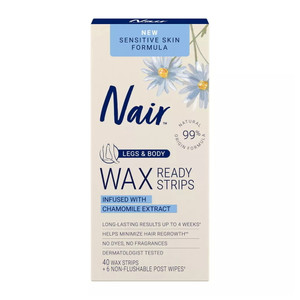 Nair Sensitive Ready Legs & Body Wax Strips, 40 ct