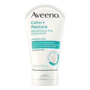 Aveeno Calm Plus Restore Nourishing PHA Facial Exfoliator for Sensitive Skin Fragrance Free 4Oz (118ml)