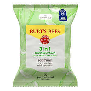 Burts Bees 3 In 1 Facial Cleansing Towelettes with Aloe Vera Removes Makeup Cleanses and Soothes 30Ea