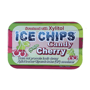 Ice Chips Candy Sour Cherry Flavor Sweetened with Xylitol 1.76Oz (50g)