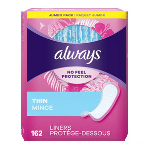 Always Daily Thin Unscented Fresh Panty Liners Regular 162Ea