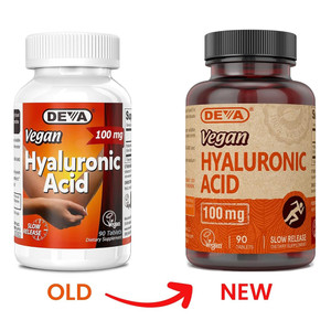 Deva Nutrition Vegan Hyaluronic Acid Tablets Dietary Supplement Skin and Joint Support Formula 90Ea