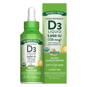 Natures Truth Vitamin D3 5000 IU Liquid Gluten Free Support Immune Health 2Oz (59ml)