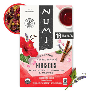 Numi Organic Caffeine Free Hibiscus Herbal Tea Bags 1.41Oz (40g) 16Ea