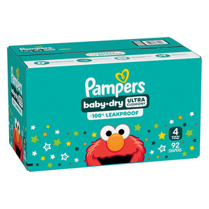 Pampers Baby Dry Diapers Ultra Cushiony Size 4 Leak Protection 92Ea