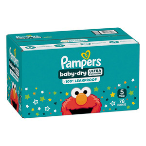 Pampers Baby Dry Diapers Ultra Cushiony Size 5 Leak Protection 78Ea
