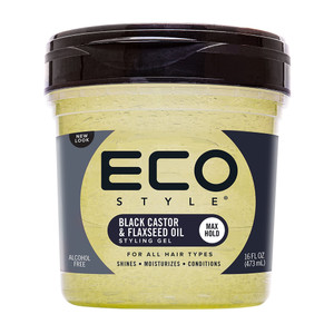 Eco Style Black Castor and Flaxseed Oil Hair Styling Gel Max Hold 16Oz (473ml)