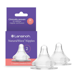 Lansinoh NaturalWave Medium Flow Baby Bottle Nipples 2Ea