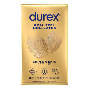 Durex RealFeel Non Latex Lubricated Condoms Regular Fit, 10 Ea