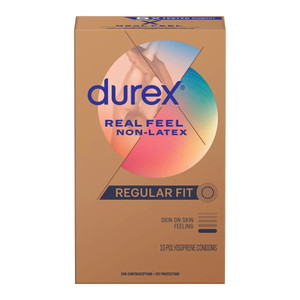 Durex RealFeel Non Latex Lubricated Condoms Regular Fit, 10 Ea