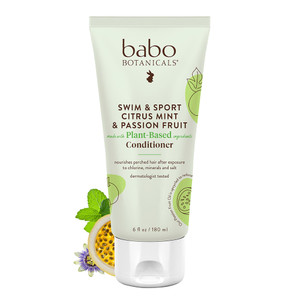 Babo Botanicals Swim and Sport Citrus Mint and Passion Fruit Plant Based Conditioner for All Hair Types 6Oz (180ml)