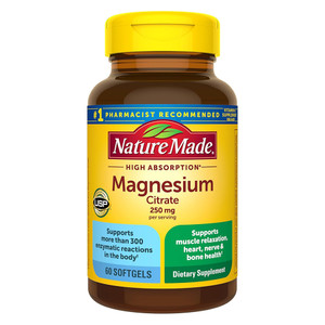 Nature Made Magnesium Citrate 250mg Dietary Supplement Softgels Supports Muscle Relaxation 60Ea