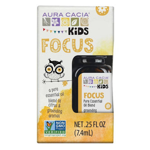 Aura Cacia Kids Focus Pure Essential Oil Blend Concentration Aromatherapy Formula 0.25Oz (7.4ml)
