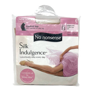 No Nonsense Silk Indulgence Pantyhose, Control Top, Sheer Toe, Size A,  Beige Mist, Clothing