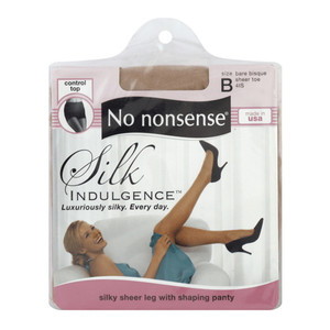 No Nonsense Silk Indulgence Pantyhose, Size D, Midnight Black