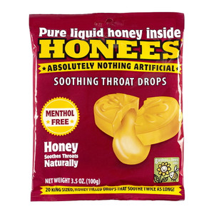 Honees Natural Soothing Honey Throat Drops, 20 Ea