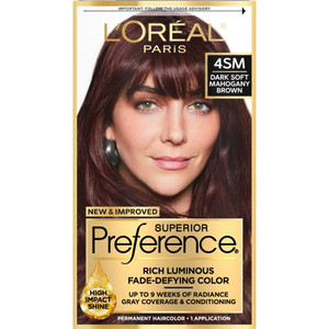 LOreal Paris Superior Preference Luminous Fade Defying Color, 4SM Dark Soft Mahogany Brown, 1 Ea
