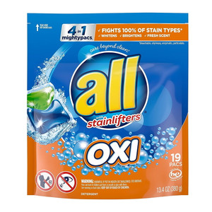 All Oxi with Stainfilters 4-In-1 Mighty Pacs Laundry Detergent, 19 Ea All Oxi with Stainfilters 4-In-1 Mighty Pacs Laundry Detergent, 19 Ea