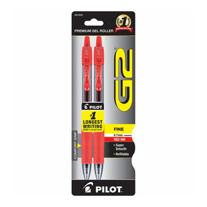 Pilot G2 Premium Gel Roller Pens, Fine Point 0.7 mm, Red Ink, 2 Ea Pilot G2 Premium Gel Roller Pens, Fine Point 0.7 mm, Red Ink, 2 Ea