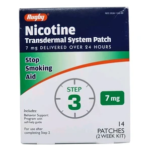 Rugby Nicotine Transdermal System Patch Step 3 Stop Smoking Aids 14Ea