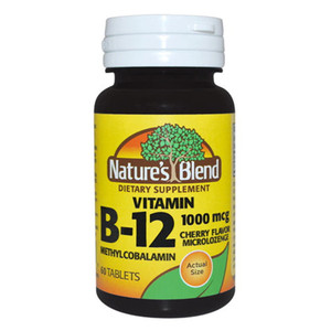 Natures Blend Vitamin B12 Methylcobalamin 1000mcg Cherry Flavor Microlozenge Support Blood Formation 60Ea