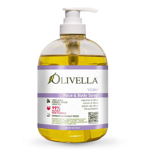 Olivella Violet Liquid Soap Face and Body with Olive Oil Hydrates the Skin 16.9Oz
