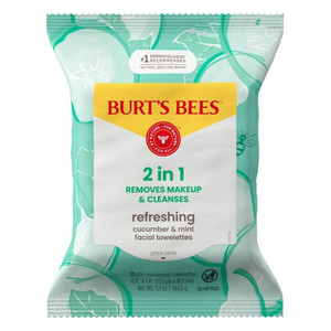 Burts Bees Facial Cleansing Towelettes with Cucumber and Mint Removes Makeup and Cleanses 30Ea