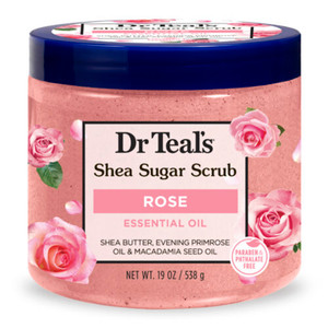 Dr Teals Shea Sugar Scrub with Rose Essential Oil Gentle Exfoliate and Moisture Skin 19Oz (538g)