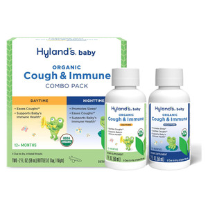 Hylands Baby Organic Cough and Immune Day and Nighttime Syrup for Cough Relief and Immune Support 2Oz (59ml) 2Ea
