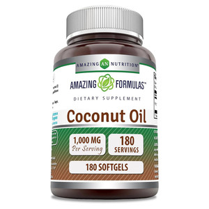 Amazing Formulas Coconut Oil 1000 Mg Extra Virgin for Heart Health 180Ea