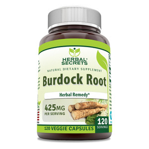 Herbal Secrets Burdock Root 425 mg Veggie Capsules for Detox and Circulatory Health 120Ea