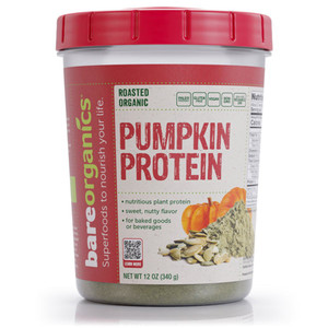 BareOrganics Nutritious Plant Pumpkin Protein Powder with Antioxidants 12Oz (340g)