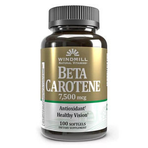 Windmill Beta Carotene 7500 mcg Softgels for Eye and Immune Health Support 100Ea