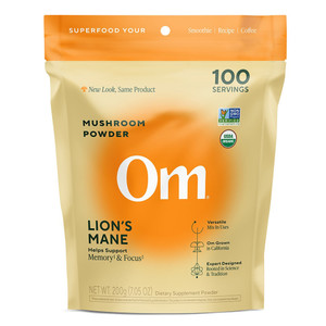Om Lions Mane Organic Mushroom Superfood Powder Support Memory and Focus 7.05Oz (200g)
