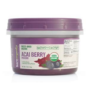 BareOrganics Acai Berry Powder with Antioxidants Supports Healthy Immunity 4Oz (114g)
