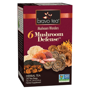 Bravo Tea 6 Mushroom Defense Herbal Tea Bags Wellness Support------?+-?20Ea