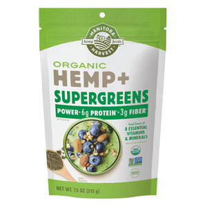 Manitoba Harvest Organic Hemp Plus Supergreens Powder 6g Protein 3g Fiber 7.5Oz (213g)