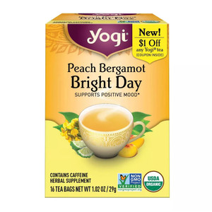 Yogi Peach Bergamot Bright Day Tea Supports Positive Mood, 16 Ea