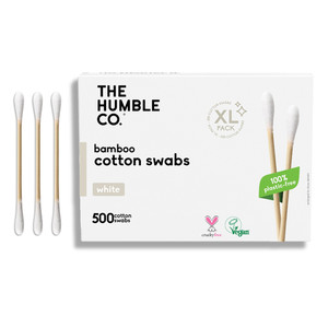The Humble Co Bamboo Cotton Swabs White for Gentle Cleaning and Makeup Application 500Ea