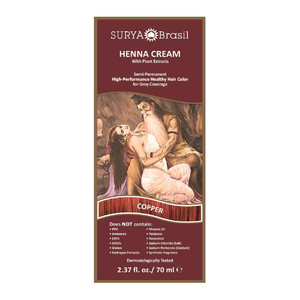 Surya Brasil Henna Cream Semi Permanent Hair Color, Copper, 2.37 Oz