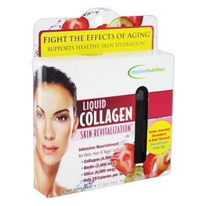 Applied Nutrition Liquid Collagen Skin Revitalization Liquid Tubes Strawberry and Kiwi Flavor 0.34Oz (10ml) 10Ea
